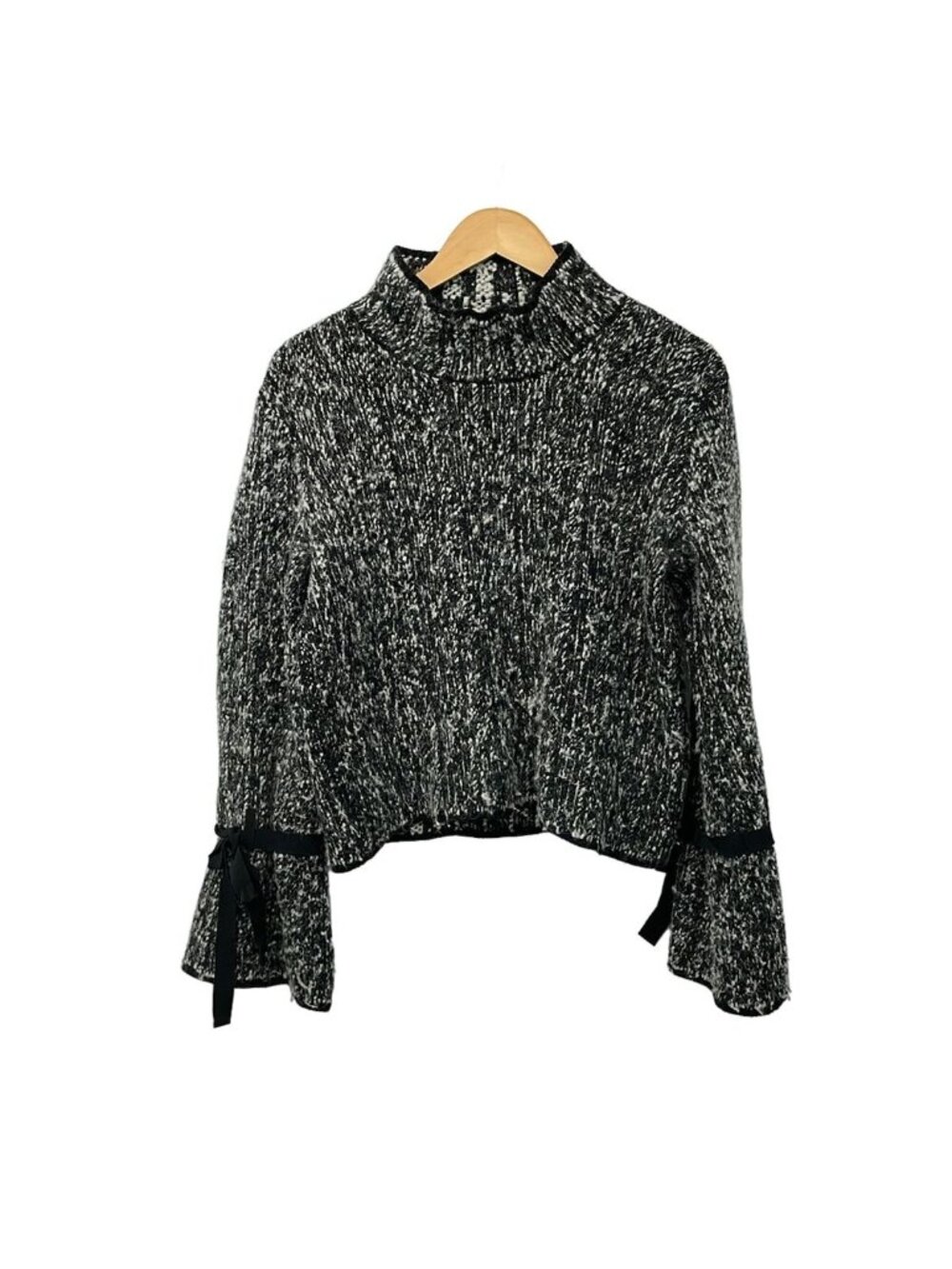 Moncler Long Sleeve Sweater Maglione Tricot Lupetto Black Light Gray Ribbon